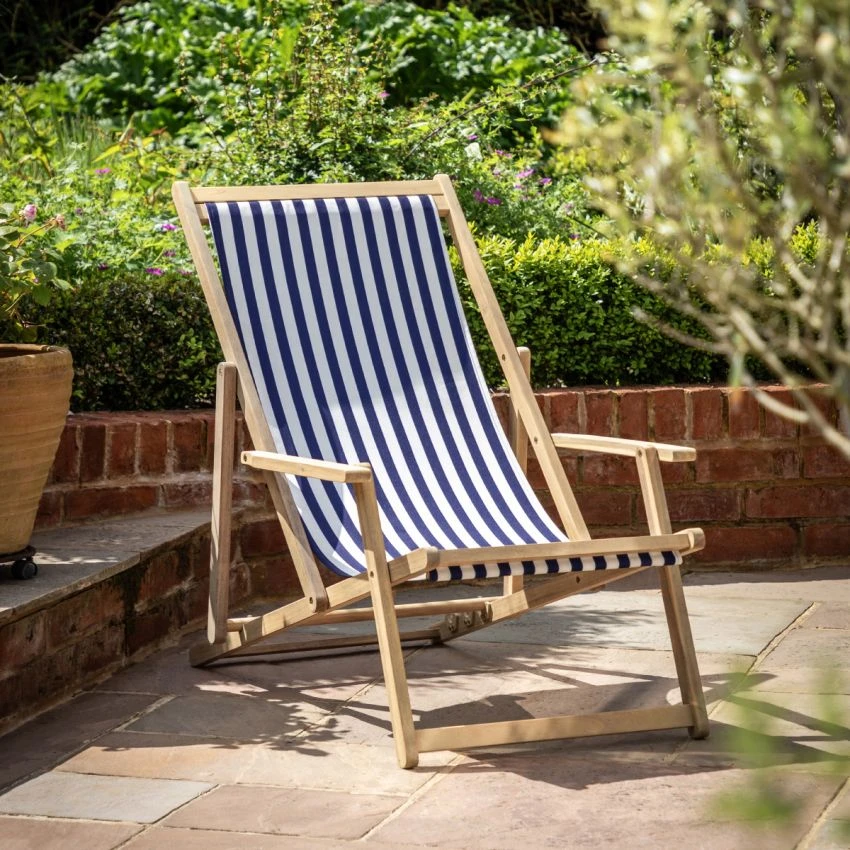 Rest-Easy Deck Chair In Navy Stripe 2 Rest-Easy Deck Chair In Navy Stripe - Image 2