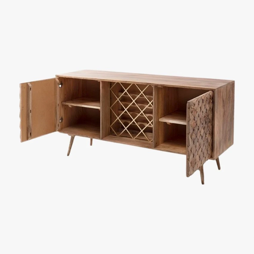 Margaery Mango Wood Sideboard With Bottle Rack 3 Margaery Mango Wood Sideboard With Bottle Rack - Image 3